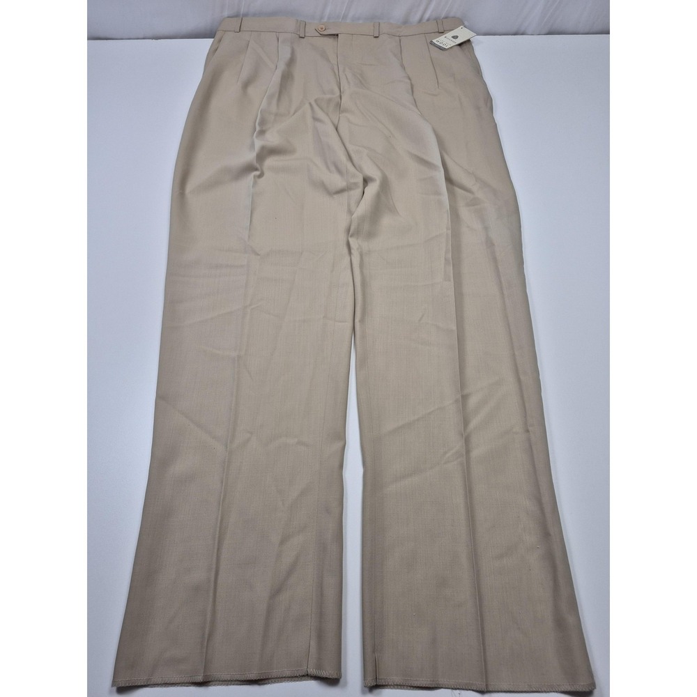 Carlo Mandrone Dress Pants Mens 44x36 Beige Wool Pleated Super 120s Unhemmed NWT